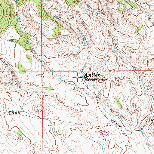 Topographic Map of Antler Reservoir, WY