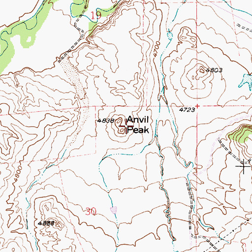 Topographic Map of Anvil Peak, WY