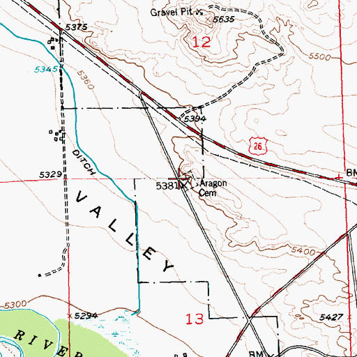 Topographic Map of Aragon Cemetery, WY