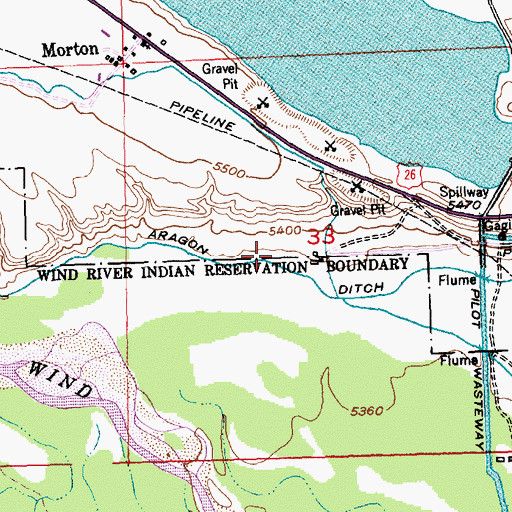 Topographic Map of Aragon Ditch, WY