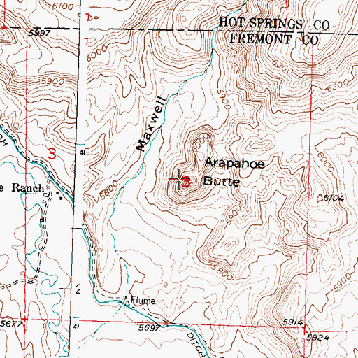 Topographic Map of Arapahoe Butte, WY