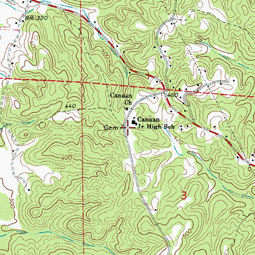 Topographic Map of New Canaan Cemetery, AL