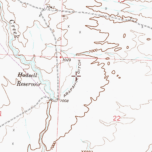 Topographic Map of Arapahoe Ditch, WY