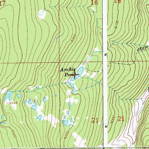 Topographic Map of Archie Pond, WY