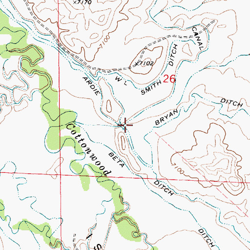 Topographic Map of Ardie Ditch, WY