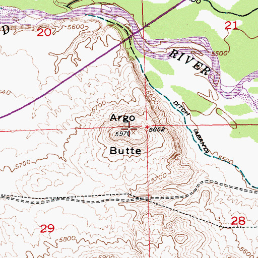 Topographic Map of Argo Butte, WY
