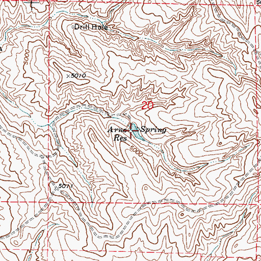 Topographic Map of Arno Spring Reservoir, WY