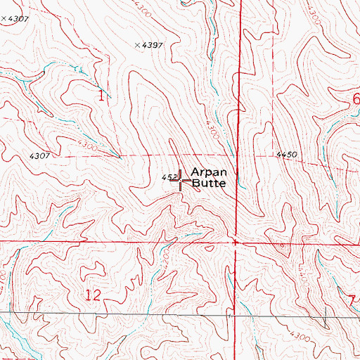 Topographic Map of Arpan Butte, WY