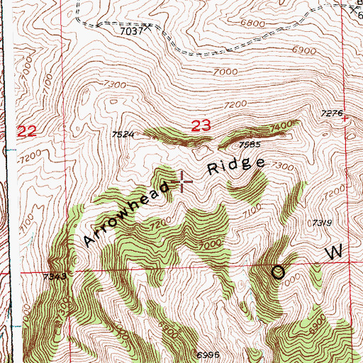 Topographic Map of Arrowhead Ridge, WY