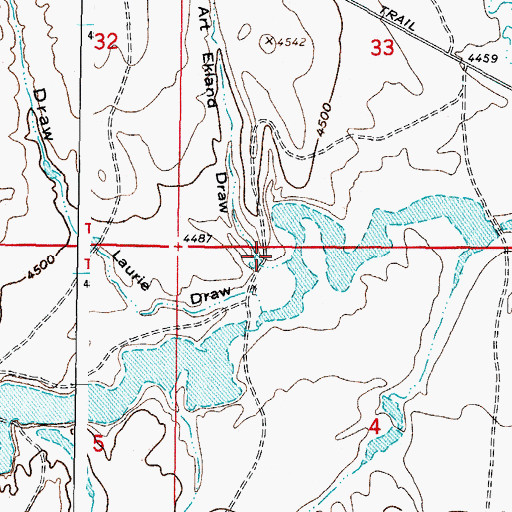 Topographic Map of Art Ekland Draw, WY