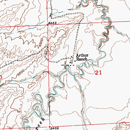 Topographic Map of Arthur Ranch, WY