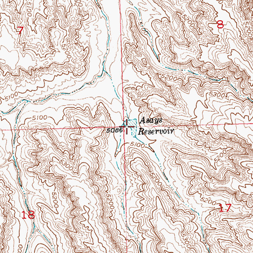 Topographic Map of Asays Reservoir, WY
