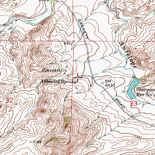 Topographic Map of Asbestos Spring, WY