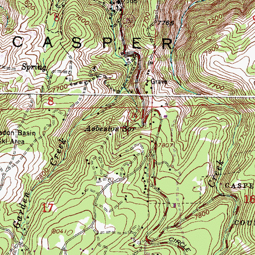Topographic Map of Asbestos Spring, WY