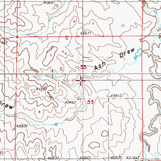 Topographic Map of Ash Draw, WY