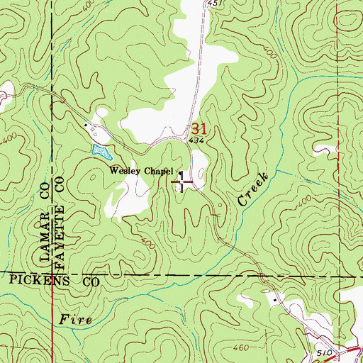 Topographic Map of New Wesley Chapel Cemetery, AL