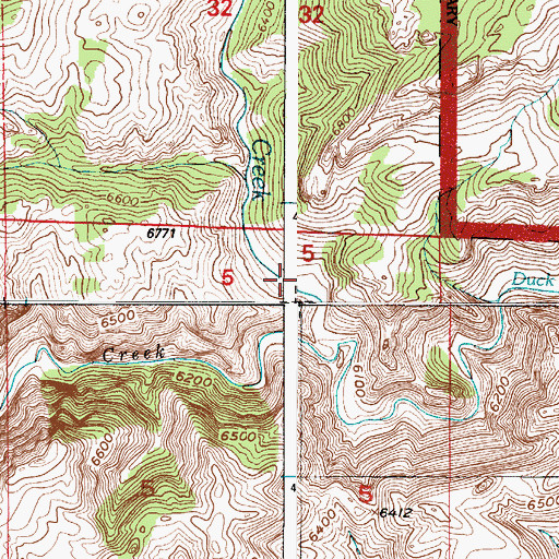 Topographic Map of Ashley Creek, WY