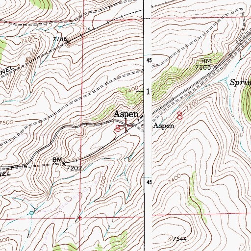 Topographic Map of Aspen, WY