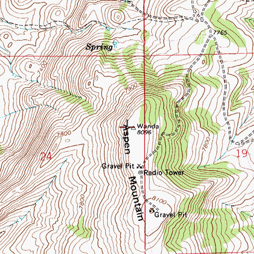 Topographic Map of Aspen Mountain, WY