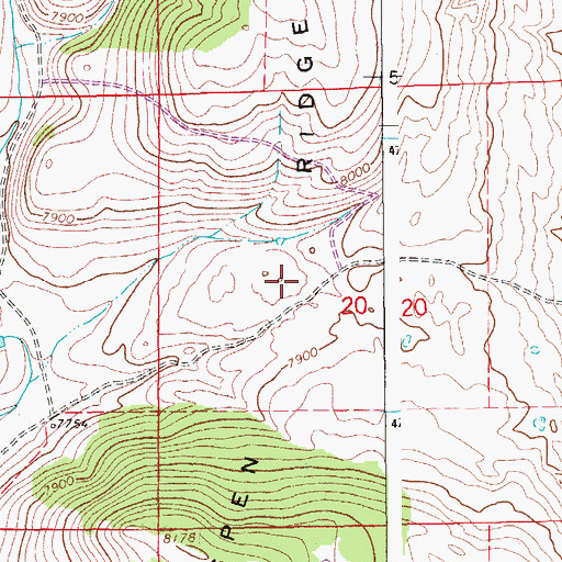 Topographic Map of Aspen Ridge, WY