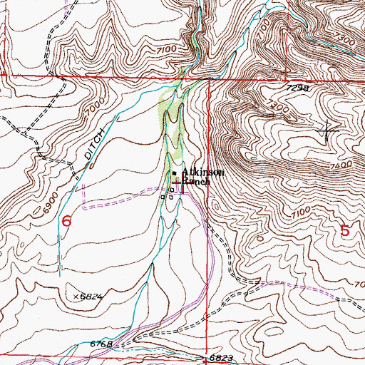 Topographic Map of Atkinson Ranch, WY