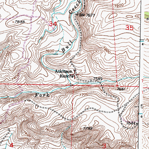 Topographic Map of Atkinson Ranch, WY