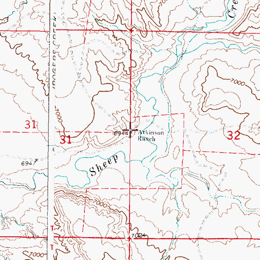 Topographic Map of Atkinson Ranch, WY