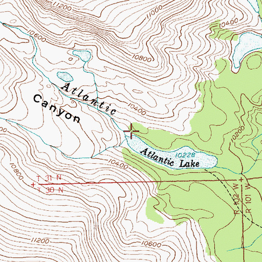 Topographic Map of Atlantic Canyon, WY