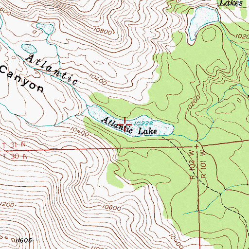 Topographic Map of Atlantic Lake, WY