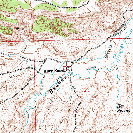 Topographic Map of Auer Ranch, WY