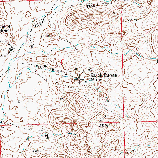Topographic Map of Black Range Mine, AZ