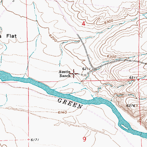 Topographic Map of Austin Ranch, WY