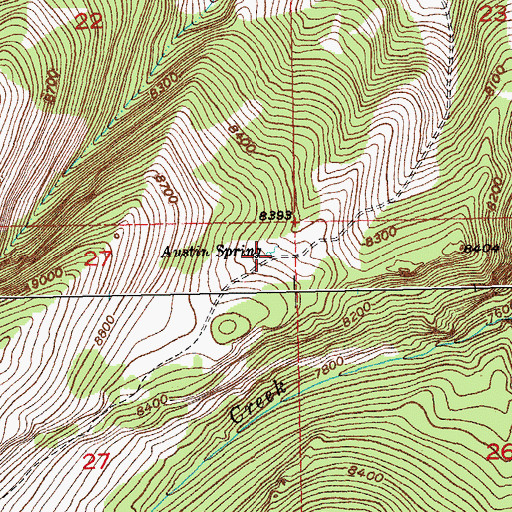 Topographic Map of Austin Spring, WY