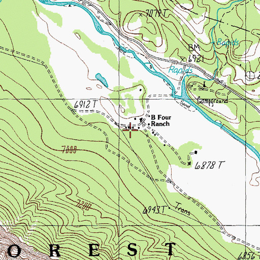 Topographic Map of B Four Ranch, WY