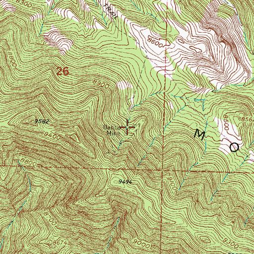 Topographic Map of Babbs Mine, WY