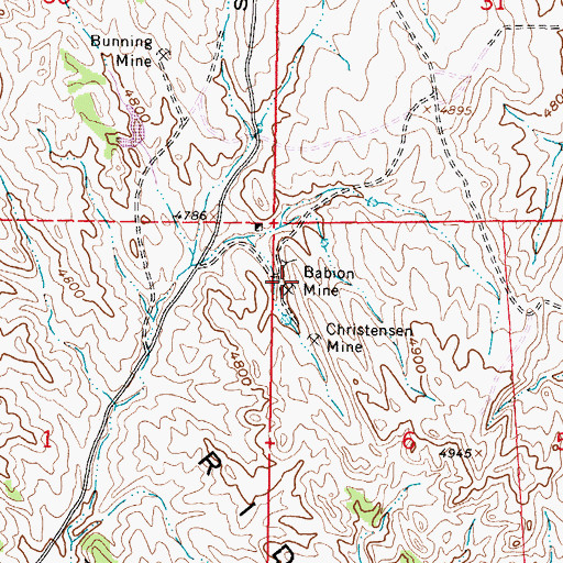 Topographic Map of Babion Mine, WY