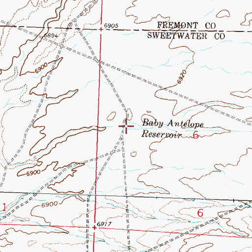 Topographic Map of Baby Antelope Reservoir, WY