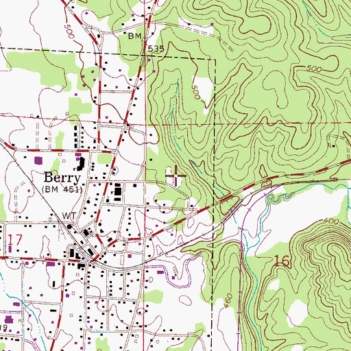 Topographic Map of Berry City Cemetery, AL