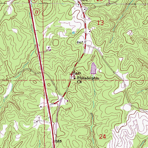 Topographic Map of Philadelphia Cemetery, AL