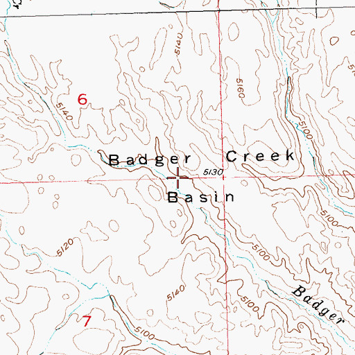 Topographic Map of Badger Creek Basin, WY