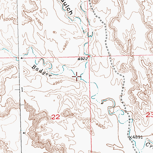 Topographic Map of Badger Gulch, WY