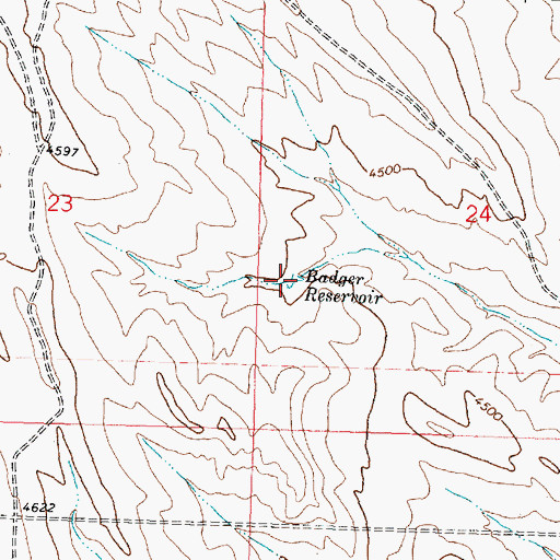 Topographic Map of Badger Reservoir, WY