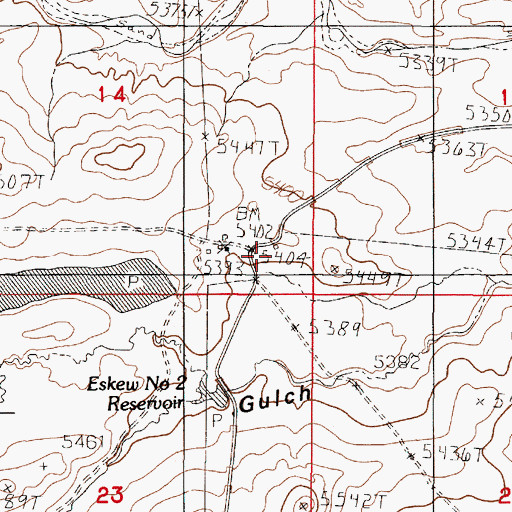 Topographic Map of Badger School, WY