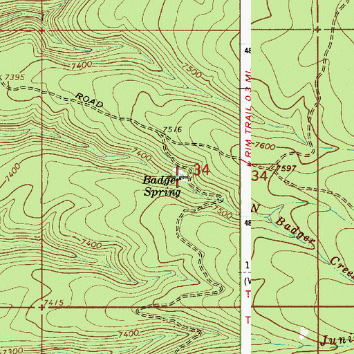 Topographic Map of Badger Spring, WY