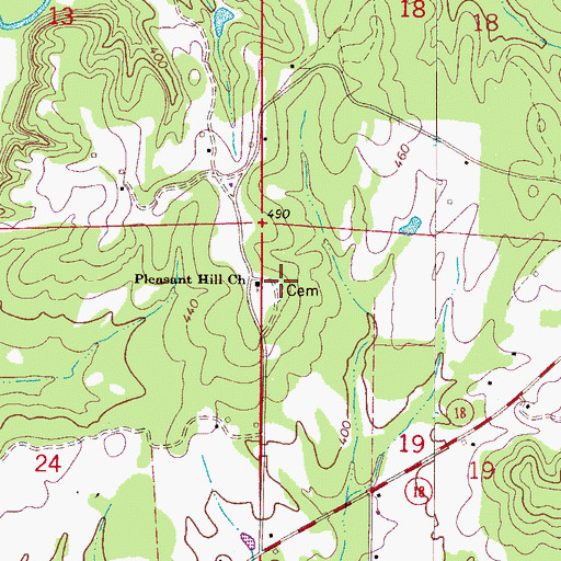 Topographic Map of Pleasant Hill Cemetery, AL
