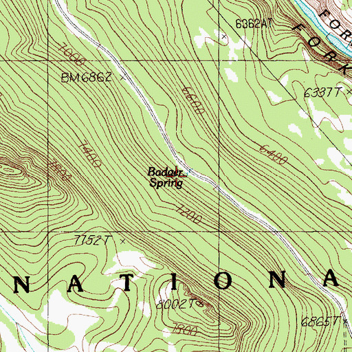 Topographic Map of Badger Spring, WY