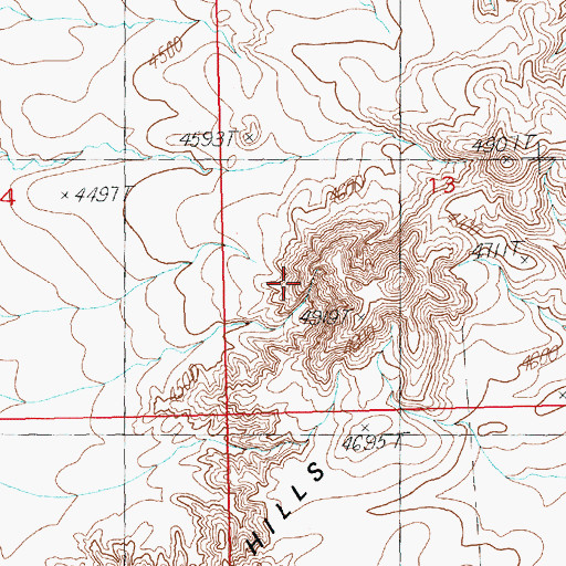 Topographic Map of Badland Hills, WY