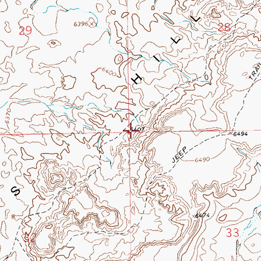 Topographic Map of Badlands Hills, WY