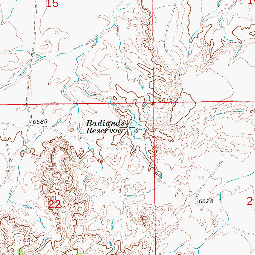 Topographic Map of Badlands Reservoir, WY