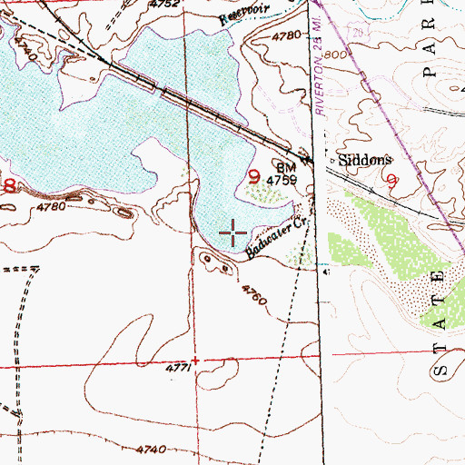 Topographic Map of Badwater Creek, WY